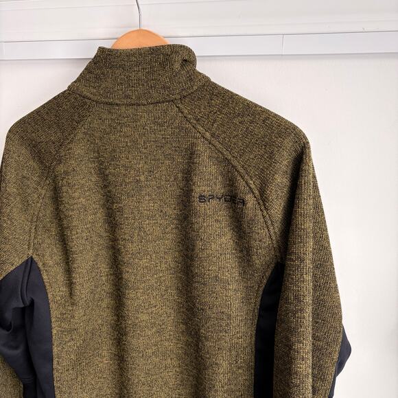 Spyder Men's Outbound Green Black Sz Medium Quarter Zip Jacket Sweater - Picture 5 of 7